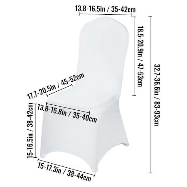 50ST Stolöverdrag - VEVOR - Spandexöverdrag - Hotellrestaurangdekoration - Vit