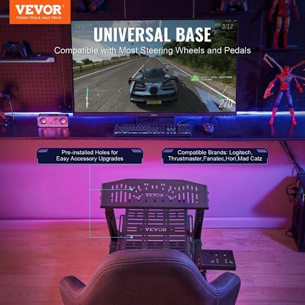 Racing rattstativ med hjul-VEVOR-Heavy Duty Steel Driving Simulator Cockpit-Logitech G923,Thrustmaster T248P