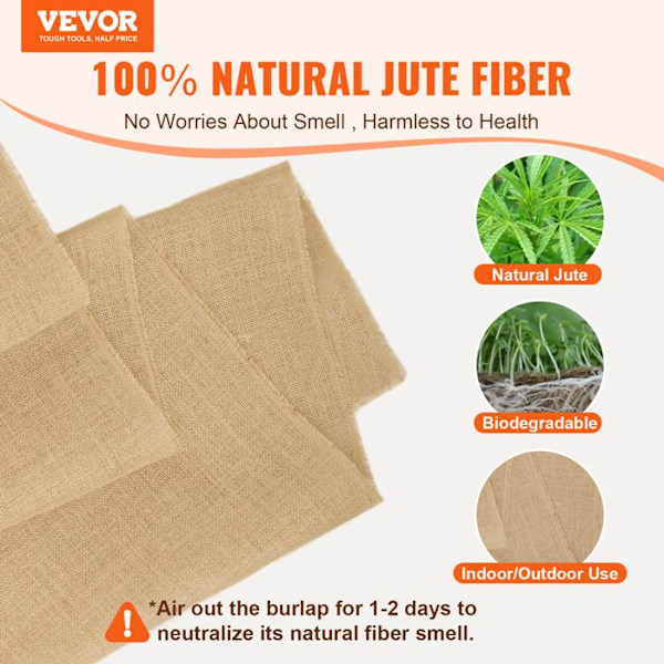 Rulle Juteväv-VEVOR-Naturlig Juteväv Högtäthet Bordslöpare-1016 mm x 91,4 m