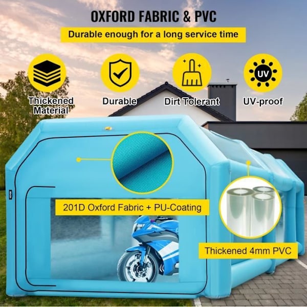 Uppblåsbart spraytält för bil-VEVOR-7x4x2,5 m-filtreringssystem med 2 blåsare-Oxford och PVC-garage