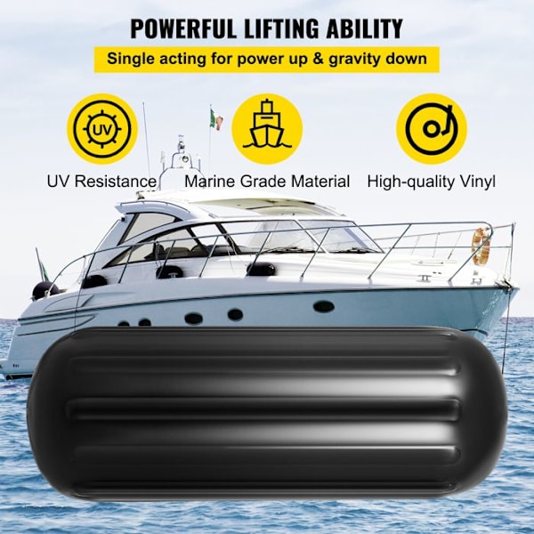 Stänkskärmar-VEVOR-4st-10"x28"-Mellanhål-4 rep-Lätt blåsa upp-Installera-Skydda kanoter Pontonger Båtar Dock-Svart
