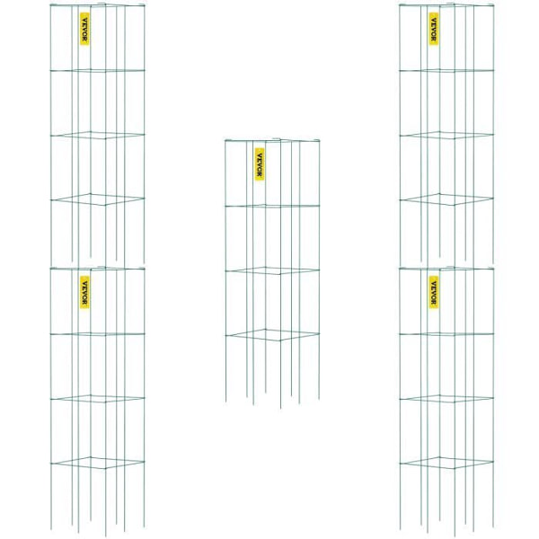 Tomatburar-VEVOR-30x30x117 cm-5PCS-Kvadrat-PVC-beläggning-Stål-Grön-Klättrande grönsaker, växter, blommor, frukter