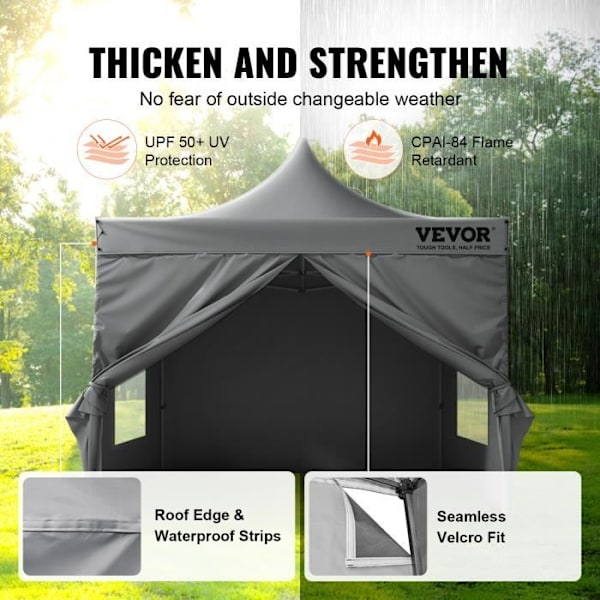 Pop up Gazebo - VEVOR - Pop-up Gazebo tält med markis 304,8x304,8 cm Mörkgrå sidoväggar