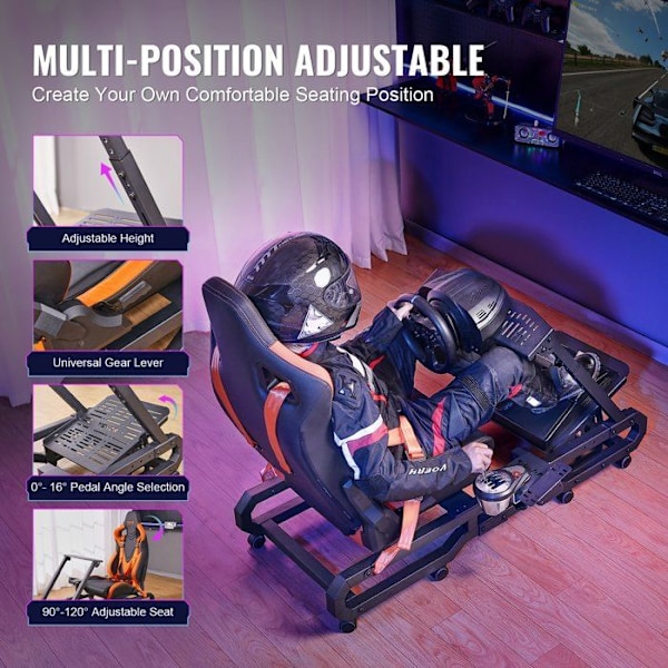 Racing rattstativ med hjul-VEVOR-Heavy Duty Stål körsimulator Cockpit-Belastning 150 kg-för Logitech G923