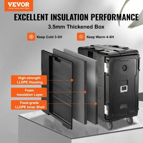 Isolerad behållare 120 L-VEVOR-445x645x790 mm-LLDPE Frontlastningstransportlåda