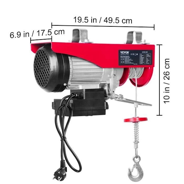 Ellyftvinsch 1000 KG - VEVOR - Kabellyft 1600 W Vinschlyft 10 m/min + Trådlös fjärrkontroll