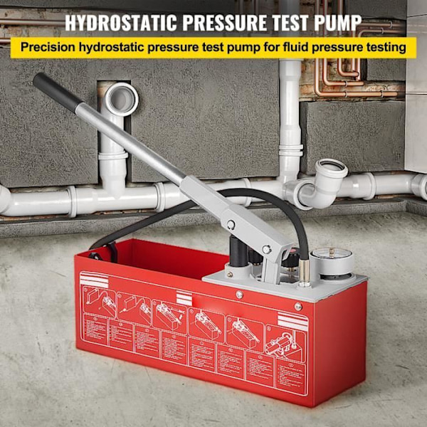 Trycktestpump - VEVOR - 60 bar 860 psi 6 MPa 12 L exakt dubbelventil hydrostatisk testpump - 49 x 16 x 17 cm
