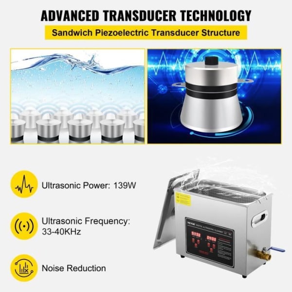 6L ultraljudsrengöring - VEVOR - Digital ultraljudsbricka med timeruppvärmning