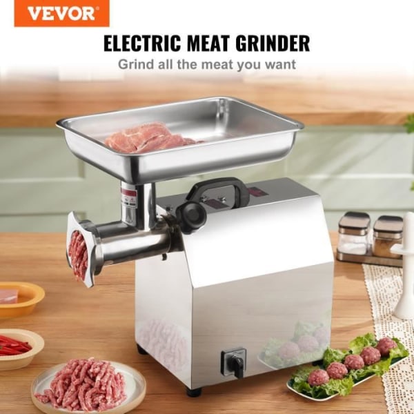Elektrisk köttkvarn - VEVOR - 1100 W 360 kg-h Köttfärsmaskin - Korv
