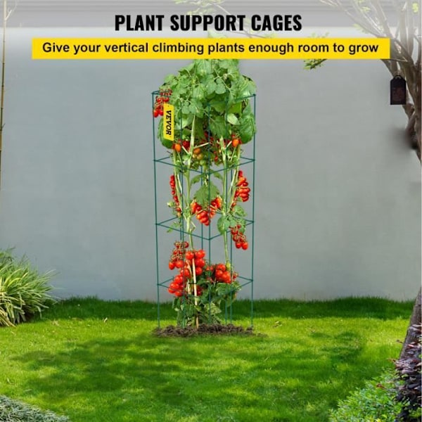 Tomatburar-VEVOR-30x30x117 cm-10ST-Kvadrat-PVC-beläggning-Stål-Grön-Klättrande grönsaker, växter, blommor, frukter
