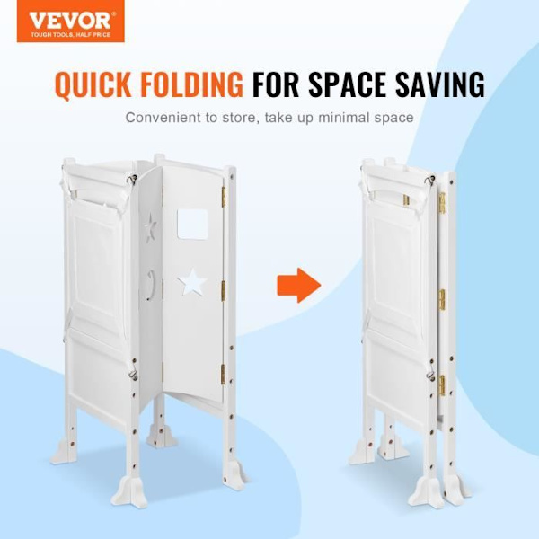 Utsiktstorn för barn -VEVOR- 510x540x942mm, 56,75kg, Vit, hopfällbart massivt trä 3 högt skyddsnät
