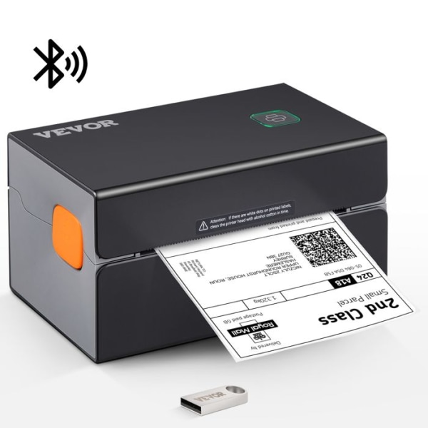 Termisk etikettskrivare - VEVOR - 4x6 streckkod USB Bluetooth 150 mm/s 300 dpi för paketfrakt - Svart