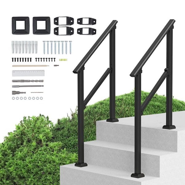 Ramper för utomhustrappor-VEVOR-1030 x 84 x 920 mm-för äldre, betongtrappor, veranda, uteplats-svart