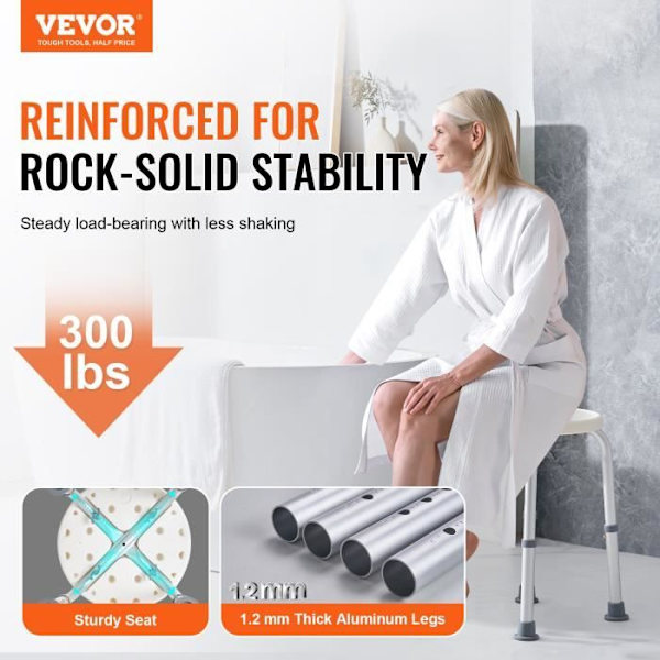 Duschsits - VEVOR - Badrumspall Duschpall Höjdjusterbar 136,1 kg Badrum