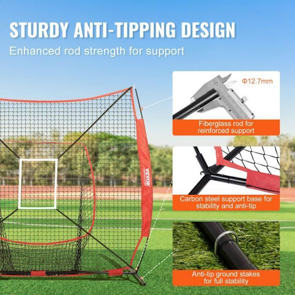 Baseballträning - VEVOR - 244x211 cm, 7,1 kg, med bågram, bärväska, Strike Zone, Ball, Batting Tee