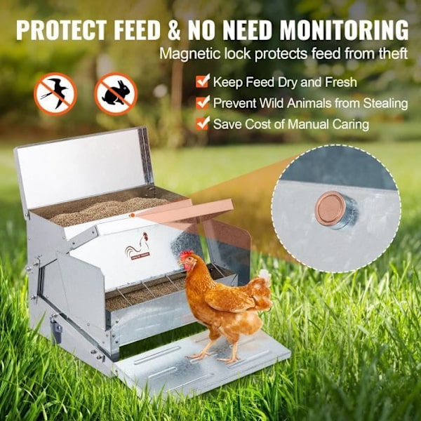 Kycklingmatare - VEVOR - Automatisk fjäderfäkycklingmatare Galvaniserat stål 11 kg 10 kycklingar