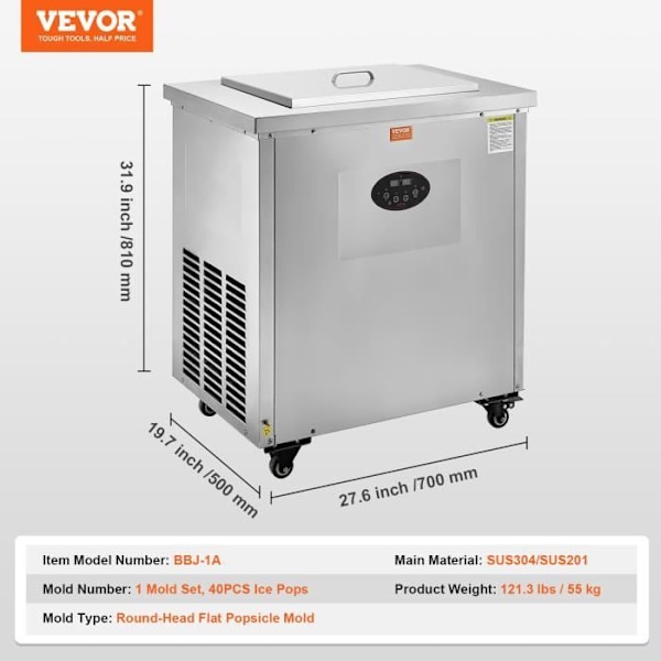 Kommersiell Popsicle Maker - VEVOR - Single Form Set, 40st Popsicle Making Machine - för barer, kaféer