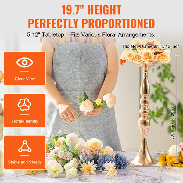 Bröllopsvas-VEVOR-Set med 24-bröllopsblomsterhållare 50 cm hög för bröllopsmiddag, ceremoni, jubileum