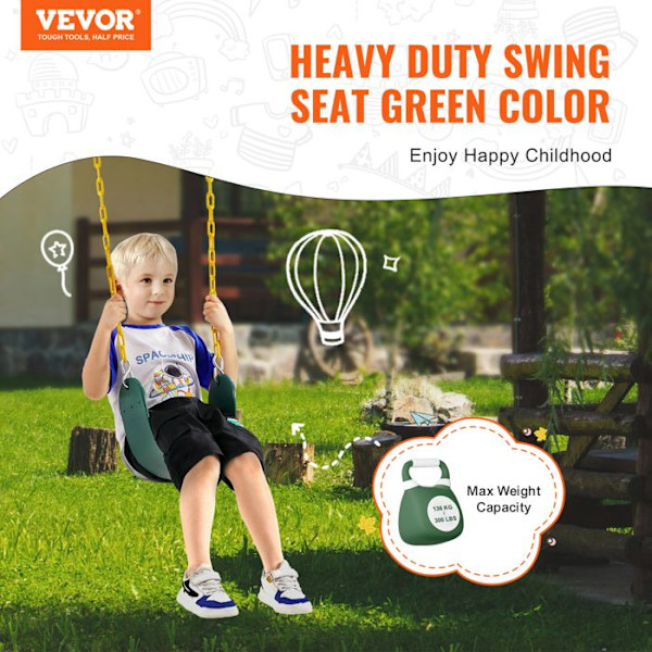 Duo Swing Seat Pack-VEVOR-Inkluderar 66" belagda kedjor och karbinhakar-Grön