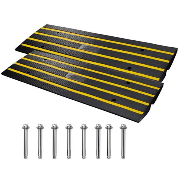 Tröskel Ramp-VEVOR-Höjd 6,5 cm 2ST-Belastning 15 t-Halkfritt Utdragbar-122x40,5x6,5 cm-Garageingångsdörr