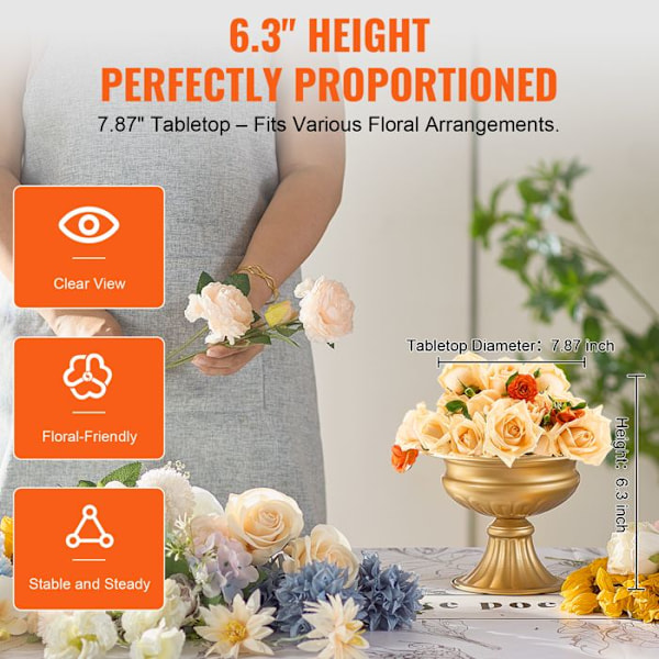 Bröllopsvas-VEVOR-Set med 10-bröllopsblomsterhållare 16 cm hög- för bröllopsmiddag, ceremoni, jubileum