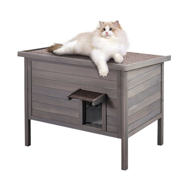 Väderbeständigt utomhus katthus-VEVOR-870x535x690 mm-Rymligt tvåvånings träskydd för katter