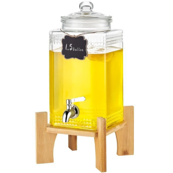 Dryckesautomat - VEVOR - 215 x 215 x 425 mm Kapacitet 5,5 L glas med stativ och kran för hotell, kaféer