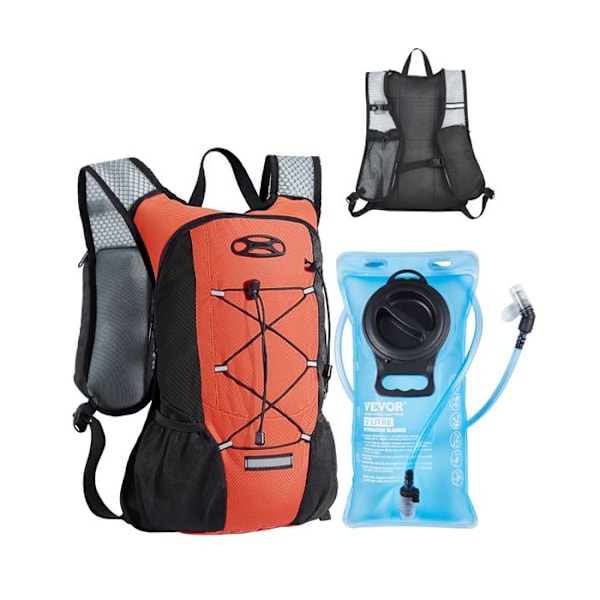 Hydreringsryggsäck-VEVOR-8 L-med 2 L TPU-vattenfack-för vandring, löpning, cykling, camping-svart och orange svart och orange