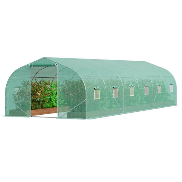 Trädgårdstunnel Växthus-VEVOR-900x300x200 cm-Växtskydd Tält spetsigt tak, 12 fönster-för utomhusodling av grönsaker Blommor