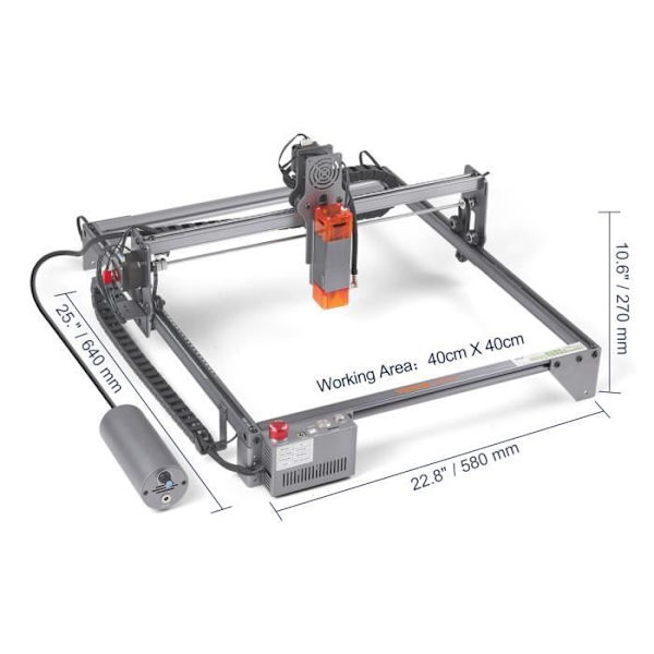Lasergraveringsmaskin - VEVOR - 10 W Lasergravör Roterande Roller komprimerade prickar