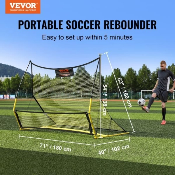 Football Rebound Net - VEVOR - 2-in-1 Football Rebounder Football Training Rebounder 183x130 cm