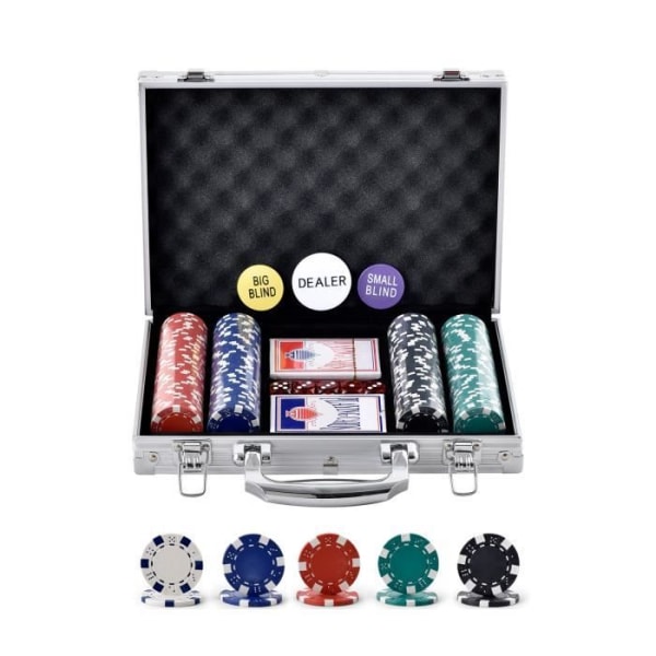 Pokerfodral - VEVOR - Pokerfodral Set med 200 pokermarker 11,5 g med kasinokort