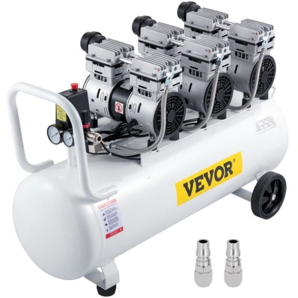 Tyst oljefri luftkompressor - VEVOR - KYJ-5244 - 2200W - 100L - 8 bar - 495 L/min