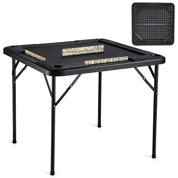 Vikbart mahjongbord för 4 spelare-VEVOR-90 x 90 x 74 cm-kortspelsbord-med slitstark grön skiva-svart