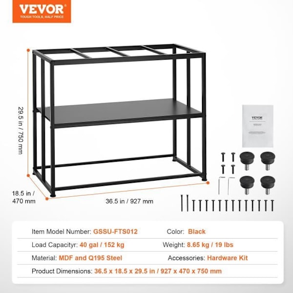 Tankställ -VEVOR- Akvariumstativ Akvariummöbler Last 152 kg 92,7x47x75cm Svart stål med förvaringsskåp