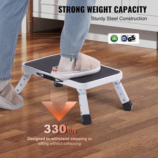 Fällbar trapppall -VEVOR-Kapacitet 150 kg-450 x 310 x 166 mm-för småbarn, vuxna, kontor, husbilar, badrum