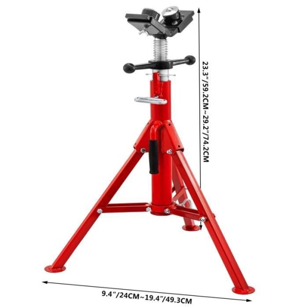 Rördomkraftsstöd -VEVOR- 2500 lbs Höjd 81cm till 140cm Med V-format rörhuvud 2 kulöverföringar och vikbara fötter