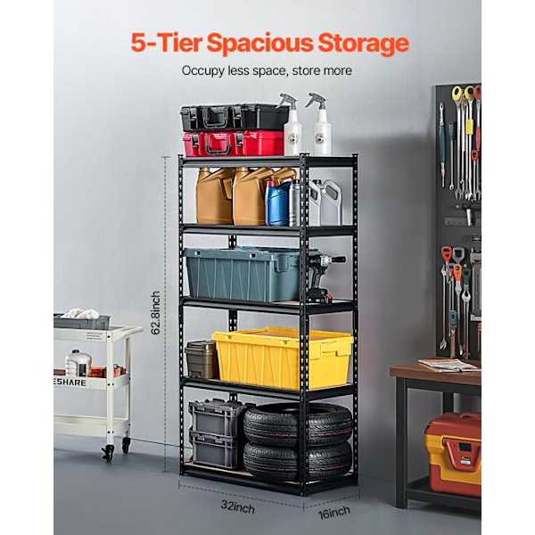 Tunglastställning-VEVOR-907 kg-5 Nivåer-406x813x1596 mm-Justerbar-för Garage, Kök, Verkstad, Källare, Lager