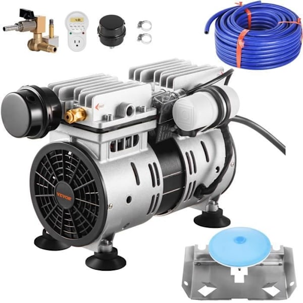 Dammluftare - VEVOR - Luftkompressor - 550 W - 5,2 CFM för 1 tunnland damm 50 fot djup - 100 fot rör - 10" diffusor
