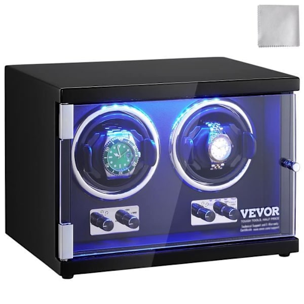 Automatisk Watch Winder - VEVOR - Kapacitet 2 klockor, Med 2 japanska motorer, Mabuchi mute, 5 slingrande lägen
