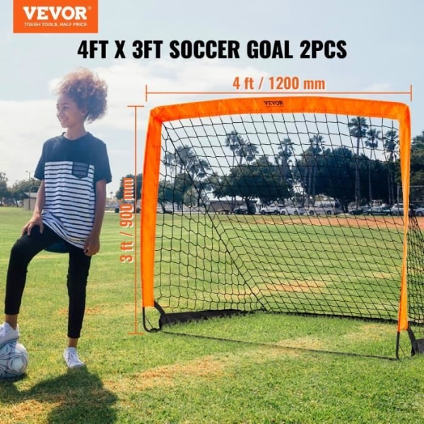 Fotbollsmål - VEVOR - 2st Pop Up Fotbollsmålsnät för barn Bur 120x90 cm glasfiber