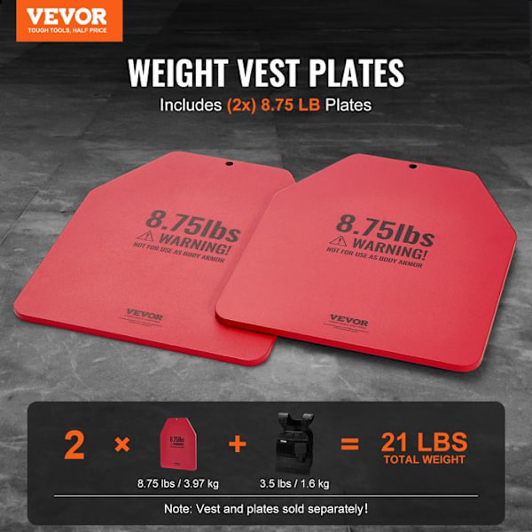 Vikter för viktväst - VEVOR - Par av 3,97 kg - Viktskivor för väst, tillverkade av högkvalitativt stål