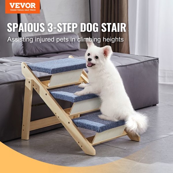 SKYSHALO trapp- och rampuppsättning-VEVOR-Djur-3 steg-Lasta 150 lb-Olika storlekar på hundar