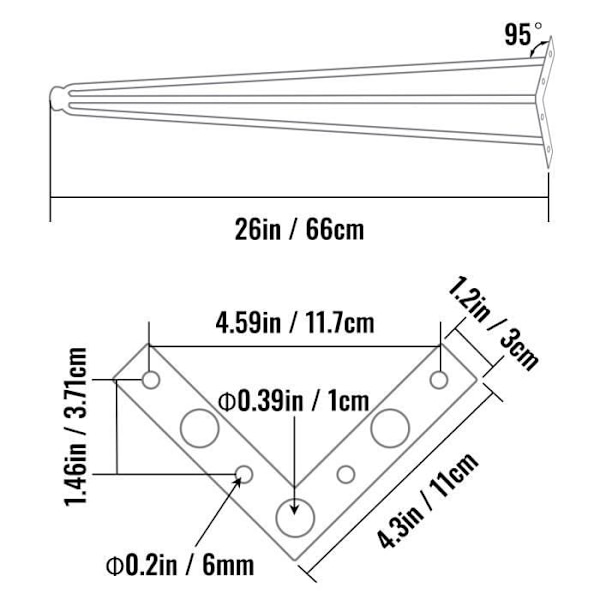 Bordsben - VEVOR - 3 stavar - Kit med 4 hårnålsben 66 cm