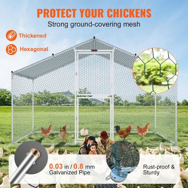 Chicken Run - VEVOR - Stor gåshönslöpa metall vattentät presenning spiktak 20x30x20 m
