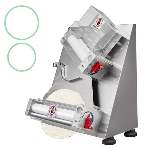 Pizzaformningsmaskin - VEVOR - 465 x 500 x 640 mm, 34,5 kg, Justerbar tjocklek 3 till 12 tum, 370 W, Rostfritt stål