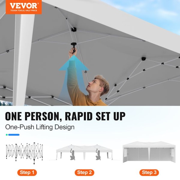 Tonnelle Pop-up - VEVOR - ZYP-3X6 - 5,9x2,96 m - UV-skydd UPF 50+ - Snabb installation