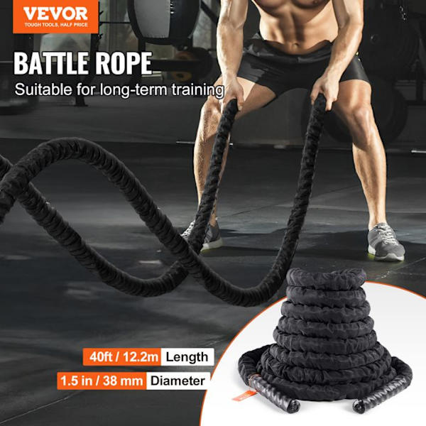 Combat Rope-VEVOR-38 mm-Polyester Training Rope- för kärnstyrketräning, hemmagym