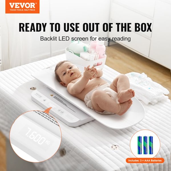 Digital Baby Scale-VEVOR-2-in-1 Baby Scale with Removable Tray-Capacity 30 kg