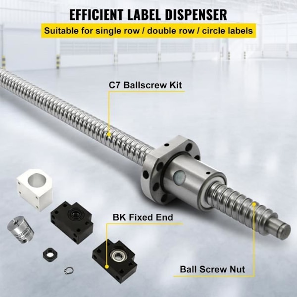 Valsad kulmutter - VEVOR - 152x10x10 cm Linear Motion Anti-Backlash Kulskruv RM1605-1000mm BF12-BK12